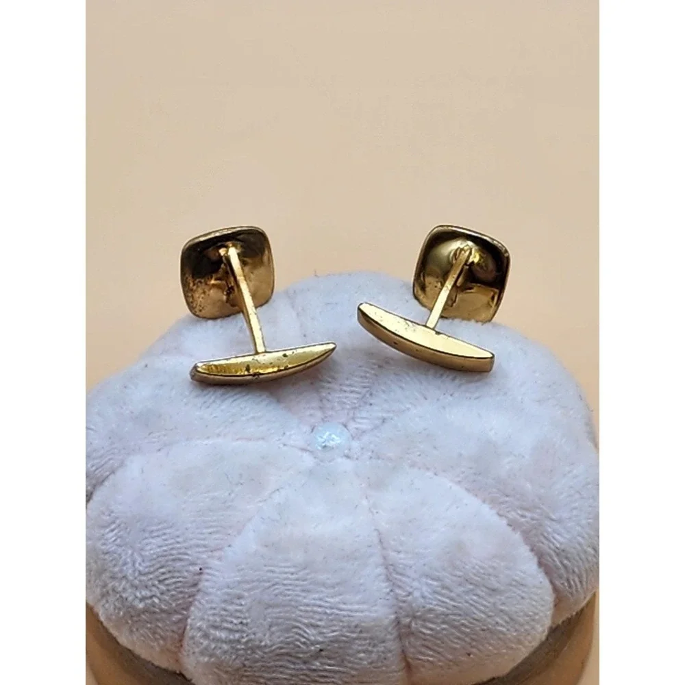 75 Yr Old Vtg Translucent Bakelite Gold Tone Men's Angled Cufflinks FREE $HIP!!